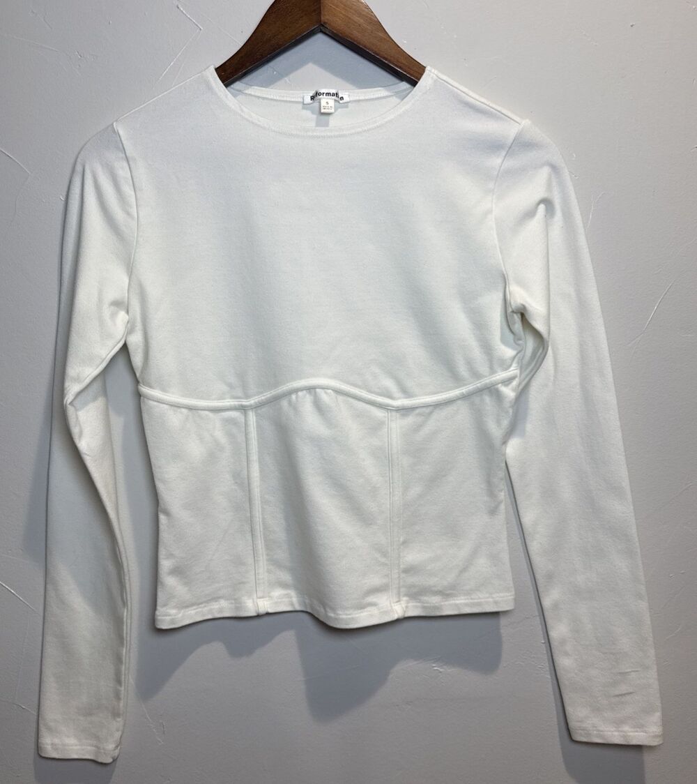 Reformation White Long Sleeve Shirt Women's Size Small Neutral Minimalist